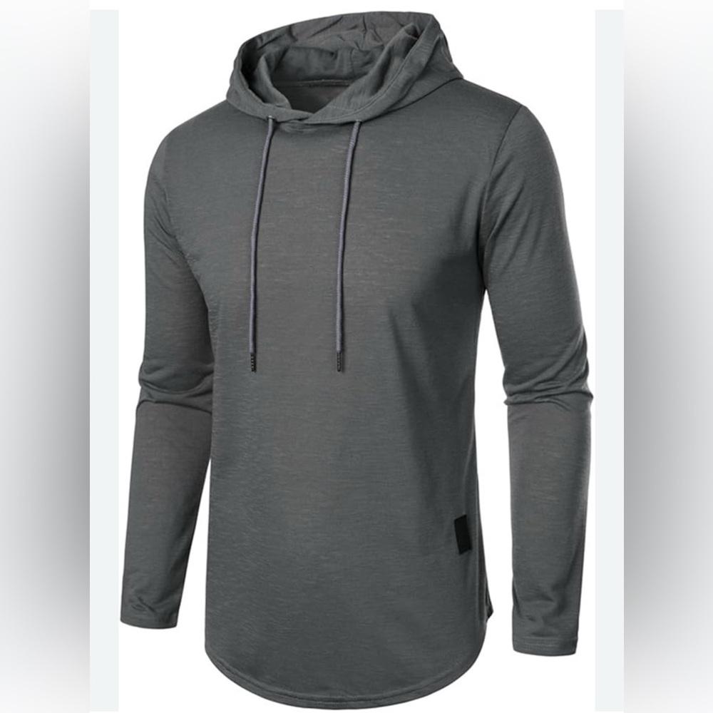 Mens Hoodie Casual Long Sleeve Pullover Lightweight Cozy Drawstring Shirt SZ L